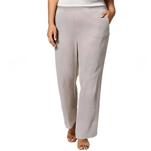 Alfred Dunner Women's Stretch Leg Pants Size 14 Beige Pull-On - Picture 1 of 8